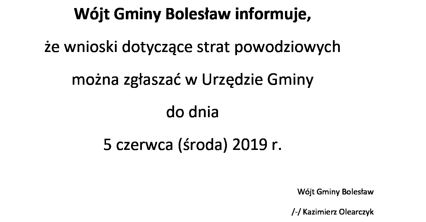 Wójt Gminy Bolesław informuje